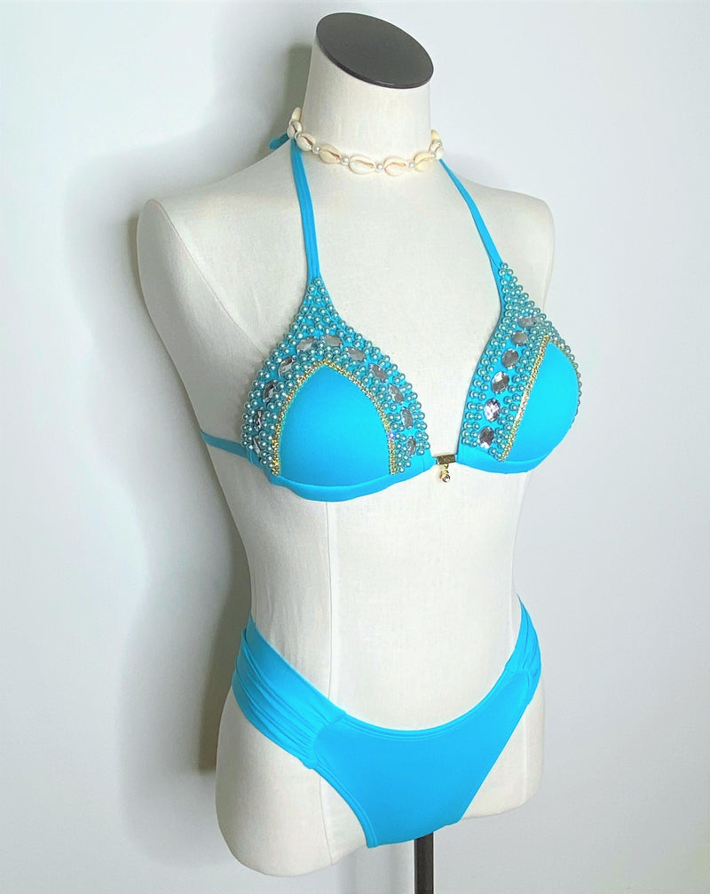 ARIA Bikinitop mit Perlen - Türkis