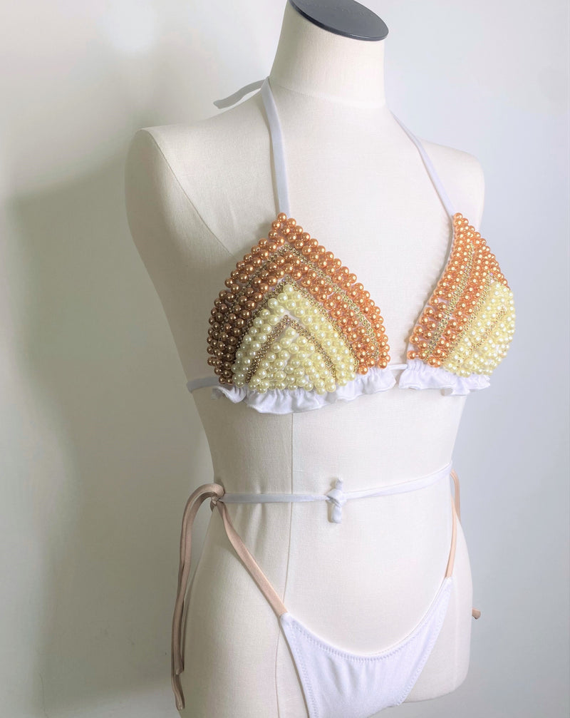 BRANCA Bikinitop mit Perlen - Weiß