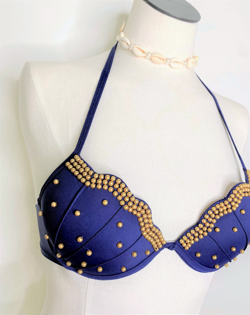 MARA Bikinitop mit Perlen - Marineblau