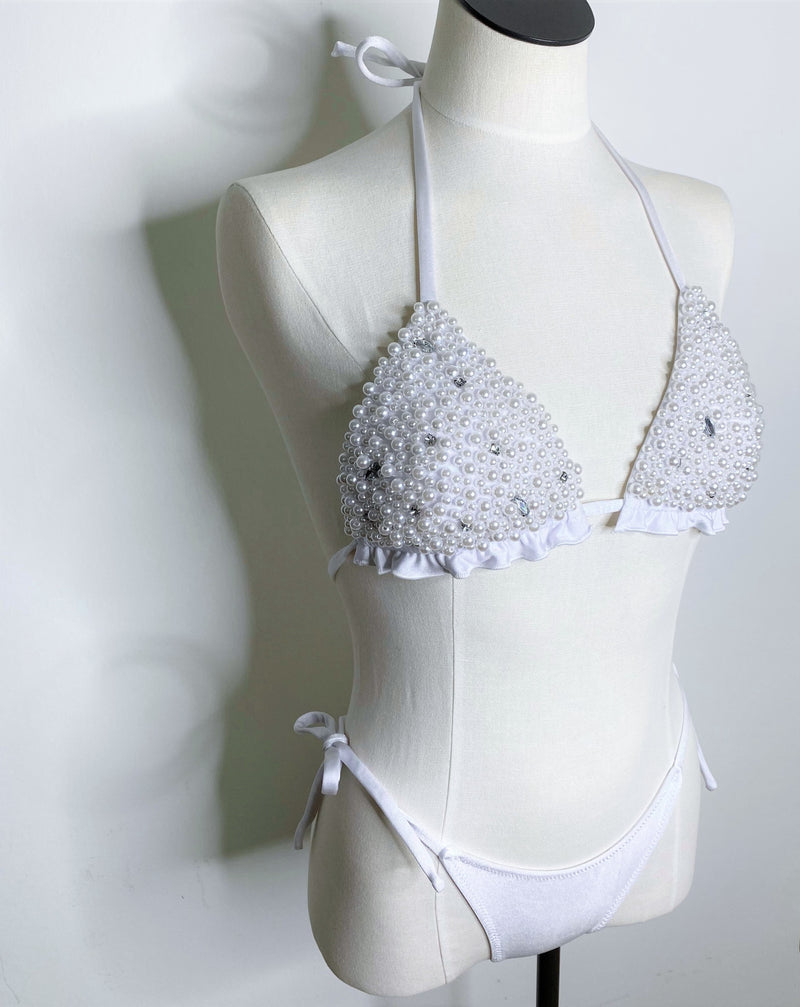 PAOLO Bikinitop mit Perlen - Weiß